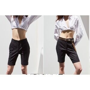 Thakoon Bermuda Elastic Waist Flat Front Shorts in Black‎ Size 2